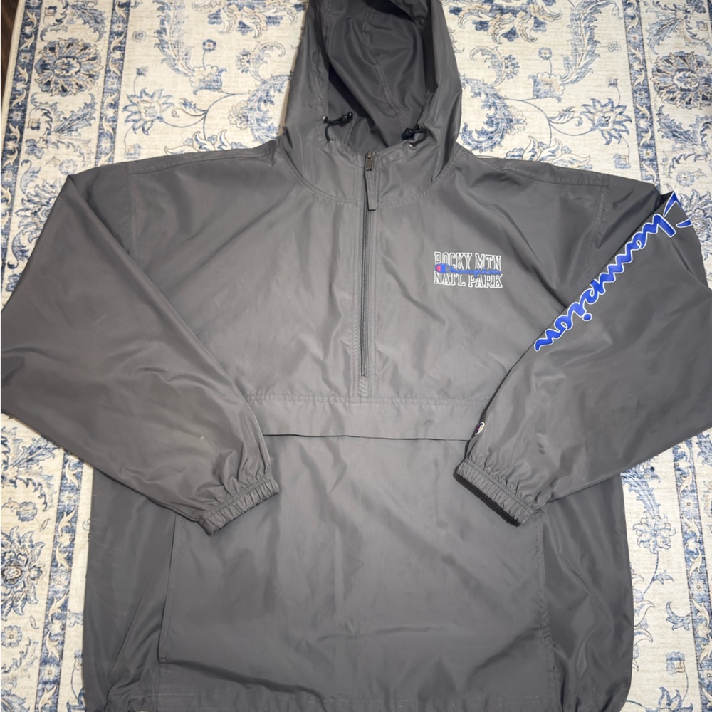 Men’s Gray Hooded Champion Windbreaker